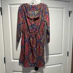 Merona long-sleeve paisley print dress with a drawstring waist